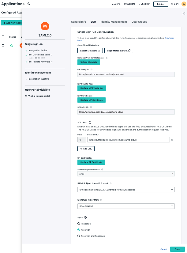 JumpCloud_Applications_SSO Configuration.png