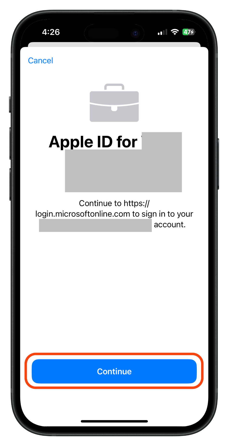 iPhone_MDM Enrollment_Continue to Microsoft.png