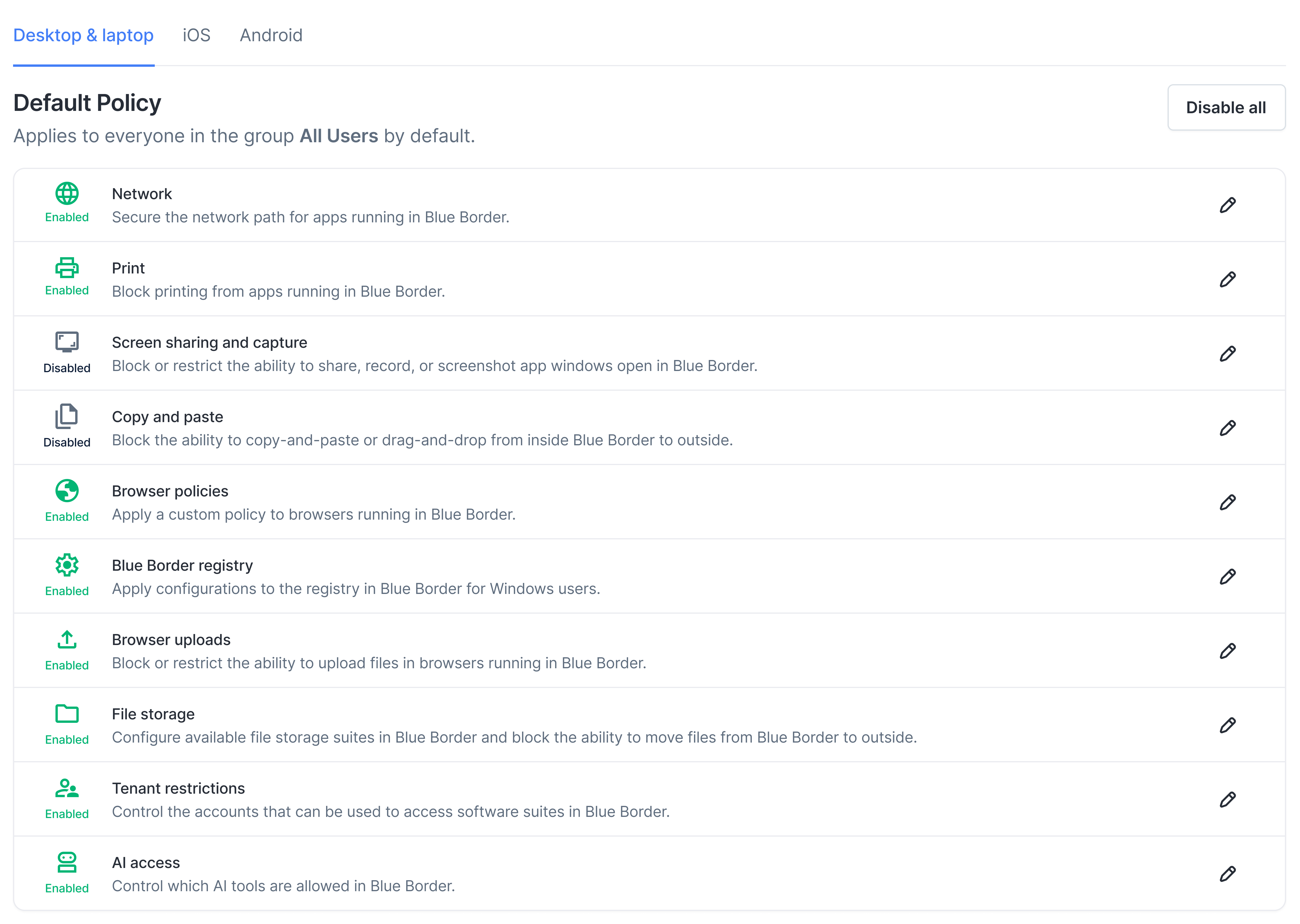 The refreshed DLP and Device policy pages in the Admin Portal